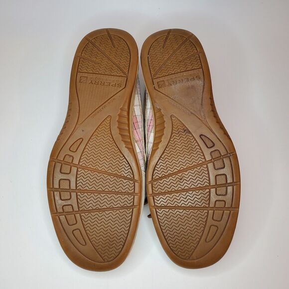 Sperry Topsider Boat Shoes Women’s 6.5M Pink Plaid Sequins Tan Leather 9303108 - Picture 7 of 9